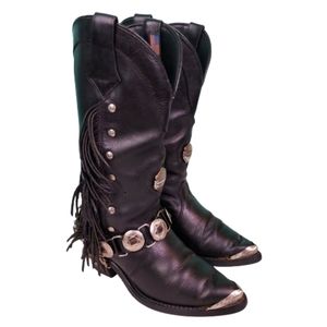 Harley Davidson Fringe Riding boots with bracelet, women's size 8, black